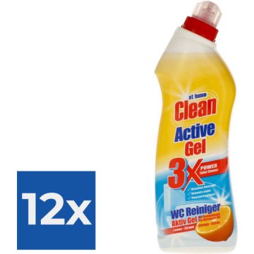 At Home Clean Active Gel Lemon Toilet Reiniger - 750 ml - Voordeelverpakking 12 stuks