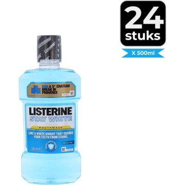 Listerine Mondwater - Stay White 500 ml - Voordeelverpakking 24 stuks