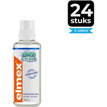 Elmex Junior Tandspoeling met Aminfluoride 6-12 Jaar 400 ml - Voordeelverpakking 24 stuks