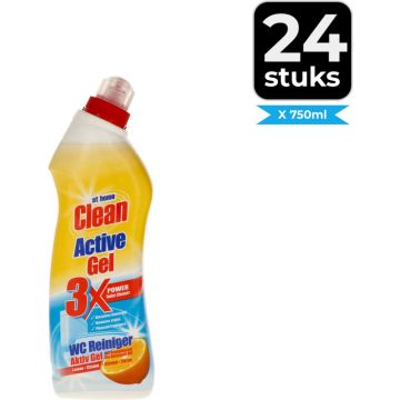 At Home Clean Active Gel Lemon Toilet Reiniger - 750 ml - Voordeelverpakking 24 stuks