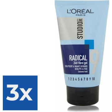 L'Oréal Paris Studio Line Radical 24h Fibre Gel - 150 ml - Extreme Hold - Voordeelverpakking 3 stuks