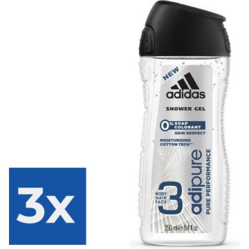 Adidas Man Adipure - SG - 250 ml - Voordeelverpakking 3 stuks