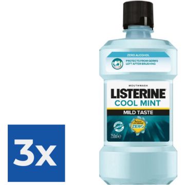 12 x Listerine Mondwater- Alcoholvrij - Cool Mint 250 ml - 3574660649864 - Voordeelverpakking 3 stuks