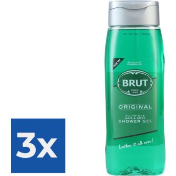 Brut Original All in One Haar en Body Showergel 500 ml - Voordeelverpakking 3 stuks