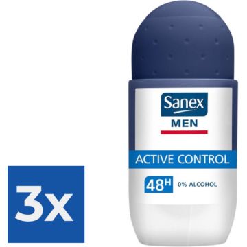 Sanex Deo Roll-on Men - Dermo Active Control 50ml - Voordeelverpakking 3 stuks