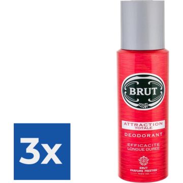 Brut Deospray - Attraction Totale 200 ml - Voordeelverpakking 3 stuks