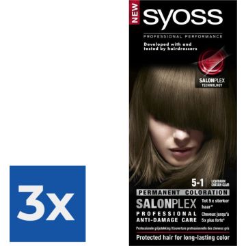 SYOSS Color baseline 5-1 Lichtbruin Haarverf - 1 stuk - Voordeelverpakking 3 stuks