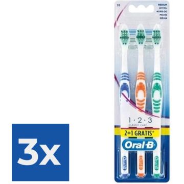 Oral-B Tandenborstel – Classic 123 Medium 3 Stuks - Voordeelverpakking 3 stuks