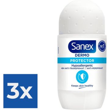 Sanex Dermo Protector Deodorant Roller 50 ML - Voordeelverpakking 3 stuks