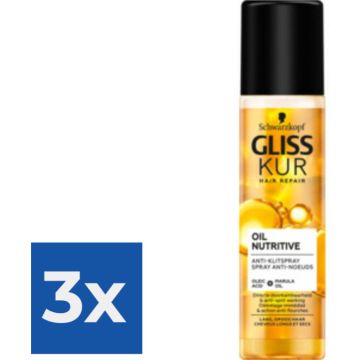 Gliss Oil Nutritive Anti-Klitspray 200ml - Voordeelverpakking 3 stuks