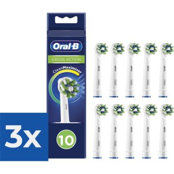 Oral-B CrossAction - Met CleanMaximiser-technologie - Opzetborstels - 10 Stuks - Voordeelverpakking 3 stuks