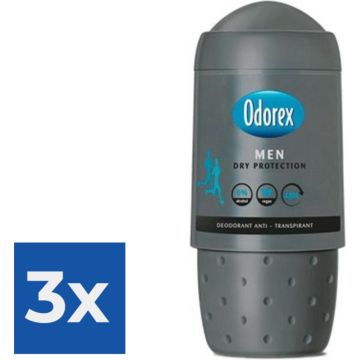 Odorex Deo Roll-on Men - Dry Protection 50 ml - Voordeelverpakking 3 stuks