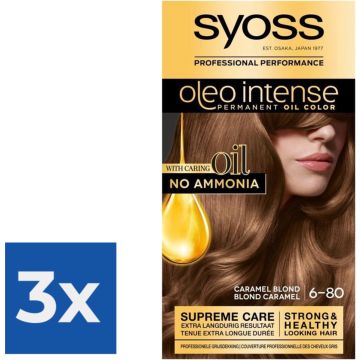 SYOSS Oleo Intense 6-80 Caramel Blond Haarverf - 1 stuk - Voordeelverpakking 3 stuks