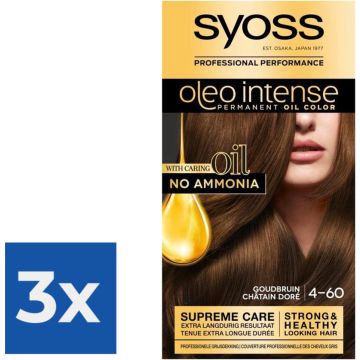 SYOSS Oleo Intense 4-60 Goudbruin Haarverf - 1 stuk - Voordeelverpakking 3 stuks