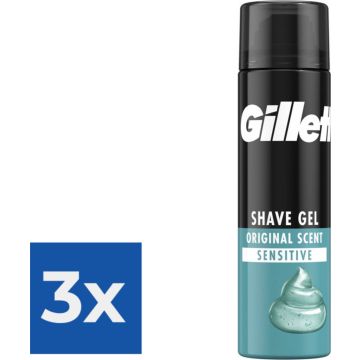 Gillette Gevoelige Huid Scheergel Basic 200 ml - Voordeelverpakking 3 stuks