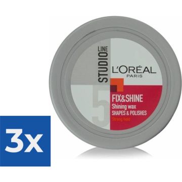 L'Oréal Paris Studio Line Fix and Shine High gloss Wax - 75 ml - Voordeelverpakking 3 stuks