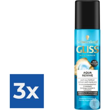 Gliss Anti-Klit spray - Aqua Revive 200 ml - Voordeelverpakking 3 stuks