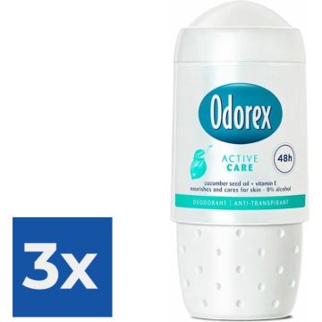 Odorex Deoroller - Active Care 50 ml - Voordeelverpakking 3 stuks