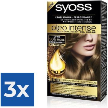 SYOSS Oleo Intense 5-60 Hazelnoot Praline - 1 stuk - Voordeelverpakking 3 stuks