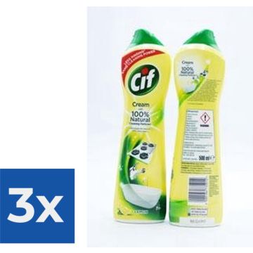 Cif Cream Citrus Schuurmiddel - 500 ml - Voordeelverpakking 3 stuks