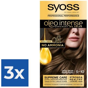 SYOSS Oleo Intense 5-10 Cool Bruin haarverf - 1 stuk - Voordeelverpakking 3 stuks