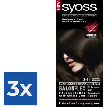 SYOSS Color baseline 3-1 Donkerbruin Haarverf - 1 stuk - Voordeelverpakking 3 stuks