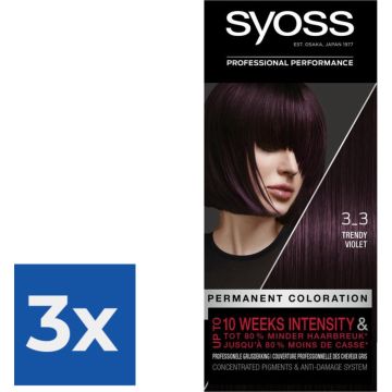 SYOSS Color Baseline 3-3 Trendy Violet Haarverf - 1 stuk - Voordeelverpakking 3 stuks