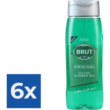 Brut Original All in One Haar en Body Showergel 500 ml - Voordeelverpakking 6 stuks