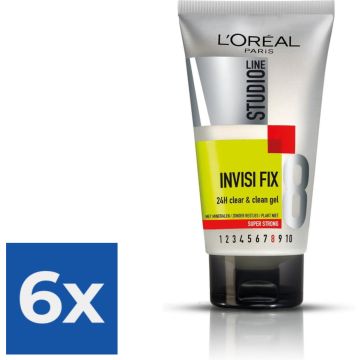 L’Oréal Paris Studio Line Invisi Fix Haargel - Gel - 150 ml - Voordeelverpakking 6 stuks