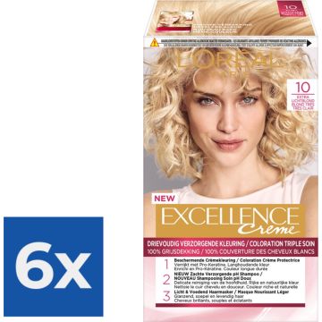 L’Oréal Paris Excellence Crème 10 - Extra Lichtblond - Haarverf - Voordeelverpakking 6 stuks