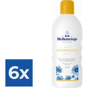 Melkmeisje Bad &amp; Douche Zonnebloem - 1000 ml - Douchecrème - Voordeelverpakking 6 stuks