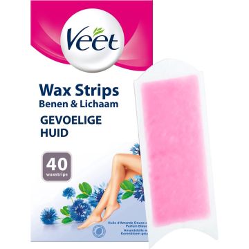 Veet - Ontharingsstrips - Benen &amp; Lichaam - Gevoelige Huid - Easy-Gelwax - 40 stuks - Voordeelverpakking 12 stuks