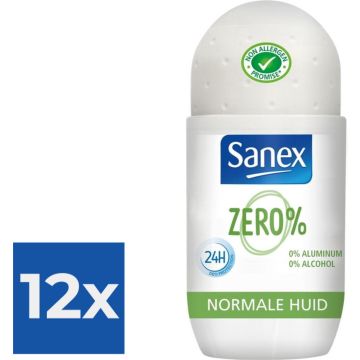 Sanex Deo Roll-on - Zero% Respect &amp; Control 50 ml - Voordeelverpakking 12 stuks