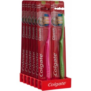 Colgate Tandenborstel – Classic Deep Clean Medium- 1 tandenborstel - Voordeelverpakking 12 stuks