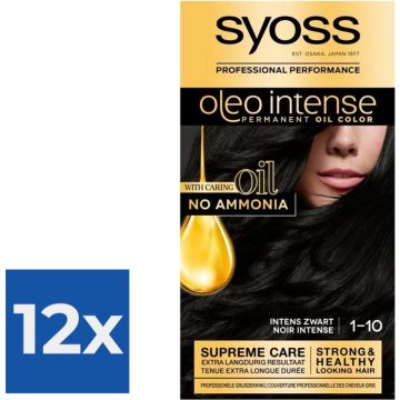 SYOSS Oleo Intense 1-10 Intens zwart Haarverf - 1 stuk - Voordeelverpakking 12 stuks