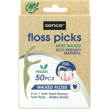 Sence Fresh Flosser 2 in 1 Bamboo 50 stuks - Voordeelverpakking 12 stuks