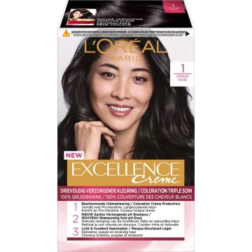 L’Oréal Paris Excellence Crème 1 - Intens Zwart - Haarverf - Voordeelverpakking 12 stuks