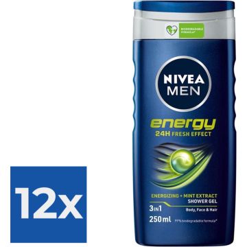 NIVEA Men Energy Douchegel - 250ml - Voordeelverpakking 12 stuks