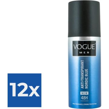 VOGUE Men Nordic Blue Anti-Transpirant Deodorant Spray 150 ML - Voordeelverpakking 12 stuks