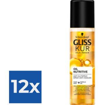 Gliss Oil Nutritive Anti-Klitspray 200ml - Voordeelverpakking 12 stuks