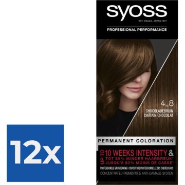 SYOSS Color baseline 4-8 Chocoladebruin Haarverf - 1 stuk - Voordeelverpakking 12 stuks