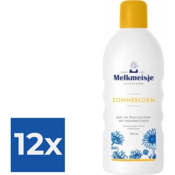 Melkmeisje Bad &amp; Douche Zonnebloem - 1000 ml - Douchecrème - Voordeelverpakking 12 stuks