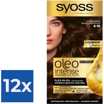 SYOSS Oleo Intense 4-18 Mokkabruin Haarverf - 1 stuk - Voordeelverpakking 12 stuks