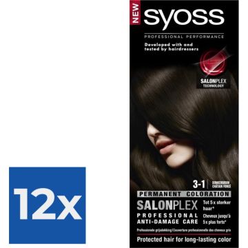 SYOSS Color baseline 3-1 Donkerbruin Haarverf - 1 stuk - Voordeelverpakking 12 stuks