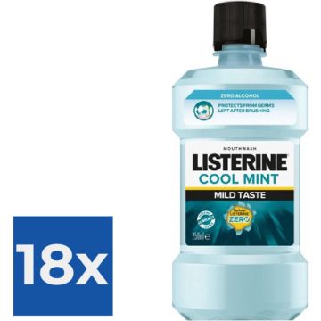 12 x Listerine Mondwater- Alcoholvrij - Cool Mint 250 ml - 3574660649864 - Voordeelverpakking 18 stuks