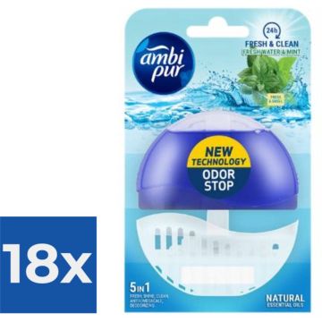 Ambi Pur Toiletblok Starterkit 5in1 Fresh Water &amp; Mint - Voordeelverpakking 18 stuks