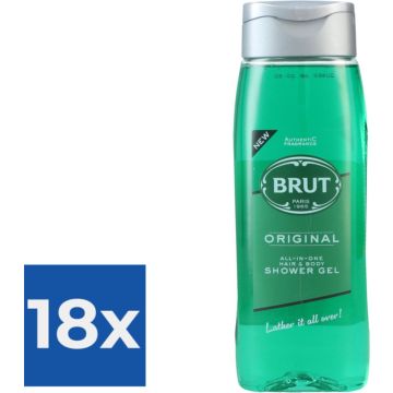 Brut Original All in One Haar en Body Showergel 500 ml - Voordeelverpakking 18 stuks