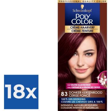 Poly Color Creme Haarverf 83 - Donker Kersenrood - 1 stuk - Voordeelverpakking 18 stuks