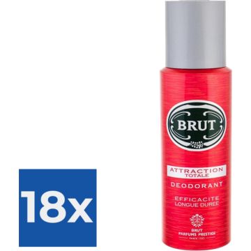 Brut Deospray - Attraction Totale 200 ml - Voordeelverpakking 18 stuks