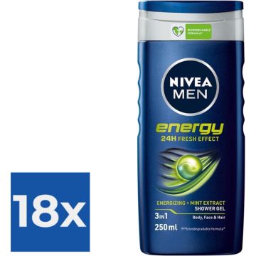 NIVEA Men Energy Douchegel - 250ml - Voordeelverpakking 18 stuks